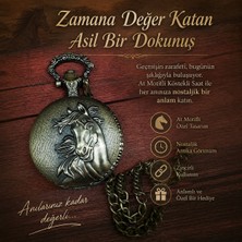 Tekno Hediye At Motifli Nostaljik Köstekli Cep Saati Kutulu Antika Tasarım Zincirli Saat, Hediyelik, Kişiye Özel, Doğum Günü