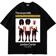 Sekizbiraltı Jordan Carter Baskılı Oversize Unisex Siyah Tshirt