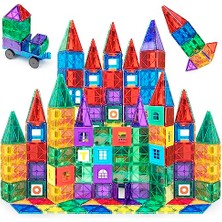 Cekar Store 150 Parça Manyetik Blok Set | 3D Magnet Yapı Taşları | Çocuklar Için Stem Eğitici Oyuncak | Araba Dahil Yaratıcı ve Montessori Uyumlu Yapı Seti
