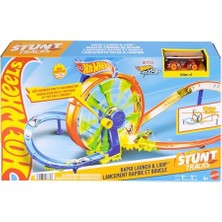 Cekar Store Hot Wheels Hızlı Fırlatma ve Döngü Parkuru Oyun Seti Hot Wheels Hızlı Fırlatma ve Döngü Parkuru Oyun Seti ve 1:64 Ölçekli Metal Oyuncak Araba, Çarpışma Temalı Pist Seti JBX65