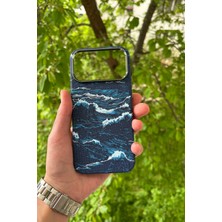 Glazef iPhone 17 Pro Deniz Dalgası Desenli Soft Dokulu Karbon Fiber Magsafe Kılıf