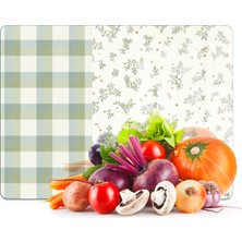 Decovetro Cam Kesme Tahtası ve Sunumluk Minimal Flower & Buffalo Desenli 40 x 30 cm
