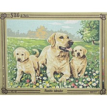 Seg de Paris Seg Baskılı Goblen 929 217 Famille Labrador 45X60CM Tablo Pano
