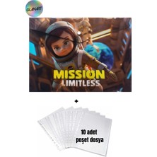 Glanart A4 Boy Çıt Çıt  Ödev Dosyası +10\' Lu Poşet Dosya Astronotlar