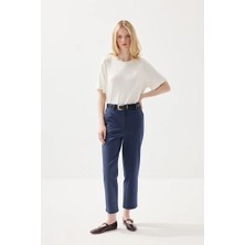 Gusto Kanvas Mom Pantolon - Lacivert