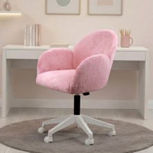 Bellasoft Çalışma Koltuğu Pembe Peluş Kumaş