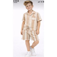 Gny Giyim Erkek Çocuk Yazlık Çizgili Gömlekli Şortlu Takım - Bohem Stil