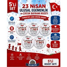 23 Nisan Ulusal Egemenlik ve Çocuk Bayramı Rozet Çanta Rozeti-Yaka Iğnesi (44MM) 5 Adet