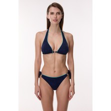 Ayyıldız 6501 Lacivert Aksesuarlı Üçgen Bikini Takımı