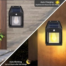 Ventoze Solar Duvar Lambası – Rustik Ampullü Hareket Sensörlü Bahçe & Balkon LED Işık 2 Adet