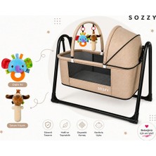 Sozzy Anne Yanı Cibinlikli Beşik | Sallanır + Oyuncak Askı Barı + Hediyeli