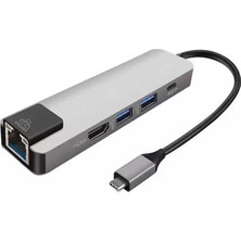Nevamel Ally 5in1  USB 3.1 Type C To HDMI 2xusb 3.0 RJ45 Ethernet Dönüştürücü ADAPTÖR-(5775)