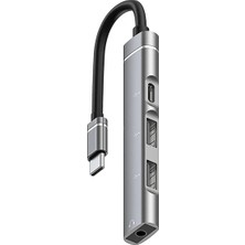 Nevamel Ally 4in1 Type-C+3.5mm+Usb Girişli Çoğaltıcı Adaptör Çevirici HUB-(5775)