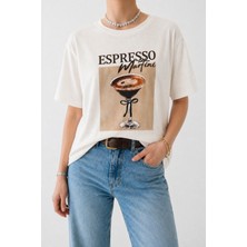 Flow Beyaz Baskılı T-Shirt