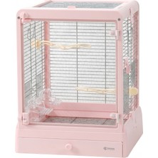 Dayang Camlı Paslanmaz Çelik Kuş Kafesi Pembe 42*42*53CM