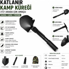 Qasul Katlanır Kamp Küreği 3’ü 1 Arada Çok Amaçlı Kazma Çapa Testere Çok Amaçlı El Aleti