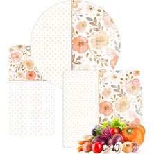 Decovetro Cam Sunum Servis Tabağı 3'lü Karma Set Flower & Points Desenli
