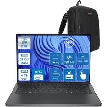Dell Xps 14 Core Ultra X7 358H 32GB 4tb SSD Intel Arc B390 Gpu 14" 2.8k 2880X1920 OLED 120Hz Wi-Fi7  Windows 11 Home Dokunmatik Kurumsal Bilgisayar DATUX7321WH12 + Zettaçanta