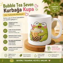 Tişört Kodu Bubble Tea Seven Kurbağa Tasarımlı Porselen Kupa – Eğlenceli Boba Kahve Kupası