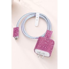 3gen Case Kablo Adaptör Koruyucu Şarj Kılıfı Kablo Örme Aparatlı Toparlayıcı iPhone 18W/20W/25W Uyumlu 5 Parça Glitter2