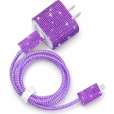 3gen Case Kablo Adaptör Koruyucu Şarj Kılıfı Kablo Örme Aparatlı Toparlayıcı iPhone 18W/20W/25W Uyumlu 5 Parça Glitter3