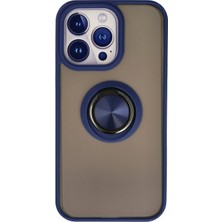 Durukar®  iPhone 13 Pro Kılıf Montreal Yüzüklü Silikon Kapak - Lacivert