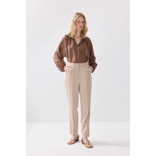 Gusto Arka Beli Lastikli Sigaret Pantolon - Bej