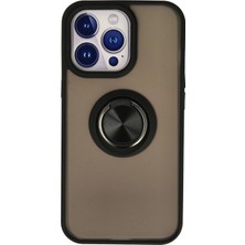 Durukar®  iPhone 13 Pro Max Kılıf Montreal Yüzüklü Silikon Kapak - Siyah