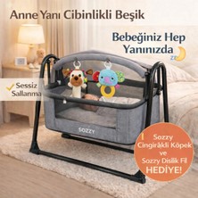 Sozzy Anne Yanı Cibinlikli Beşik | Sallanır + Oyuncak Askı Barı + Hediyeli