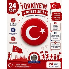 Türk Bayrağı Rozeti Çanta Rozeti-Yaka Iğnesi-Şapka Aksesuarı (44MM) 24 Adet
