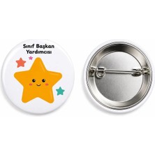 Öğrenci Sınıf Başkan Yardımcısı Metal Buton Rozet Broş-Çanta Rozeti-Yaka Iğnesi (44MM) 1 Adet