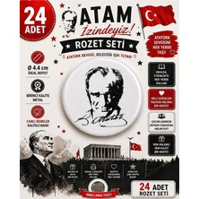 Mustafa Kemal Atatürk Rozeti Broş-Çanta Rozeti-Yaka Iğnesi-Şapka Aksesuarı (44MM) 24 Adet