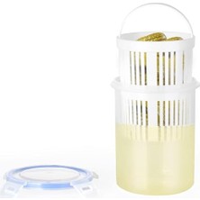 Cekar Store Orret Home Zeytinlik ve Turşuluk Saklama Kabı – 1,5 Lt Süzgeçli, Contalı ve Klipsli Kapaklı Saklama Kabı, Hava ve Sıvı Geçirmez, Zeytin, Turşu ve Gıda Saklama Kabı