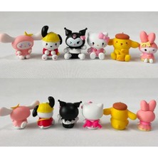 Cekar Store Kuromi My Melody Cinnamoroll Pochacco Pompompurin Hello Kitty 6 Parça Figür Seti