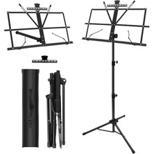 Cekar Store Müzik Standı, 1/2/4'lü Paket 2'si 1 Arada Çift Kullanımlı Katlanır Nota Standı, Müzik Sayfası Klipsi Tutacağı ve Taşıma Çantalı Hafif Taşınabilir Ayarlanabilir Masaüstü Kitap Standı (1 Paket Siyah)