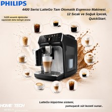 Philips 4400 Serisi Lattego Tam Otomatik Espresso Makinesi, 12 Sıcak ve Soğuk Içecek, Quickstart, EP4446/70