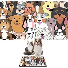 Cekar Store Monnhein Mama ve Su Evcil Hayvan Beslenme Matı, Kolay Temizlenen Emici Su Geçirmez Kumaş, Küçük Orta Boy ve Büyük Kedi ve Köpekler Için Dayanıklı Köpek Kedi Paspas (40X60, Renkli Köpekler)