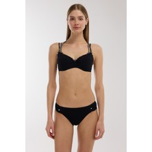 Ayyıldız 4513 Siyah Gümüş Balkonet Bikini Takımı