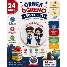 Örnek Öğrenci Metal Buton Rozet Broş-Çanta Rozeti-Yaka Iğnesi (44MM) 24 Adet