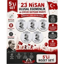 23 Nisan Ulusal Egemenlik ve Çocuk Bayramı Rozet Çanta Rozeti-Yaka Iğnesi (44MM) 5 Adet