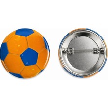 Futbol Topu Metal Buton Rozet Broş-Çanta Rozeti-Yaka Iğnesi (44MM) 1 Adet