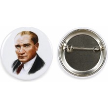 Mustafa Kemal Atatürk Rozeti Broş-Çanta Rozeti-Yaka Iğnesi-Şapka Aksesuarı (44MM) 1 Adet
