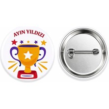 Ayın Yıldızı Öğrenci Metal Buton Rozet Broş-Çanta Rozeti-Yaka Iğnesi (44MM) 1 Adet