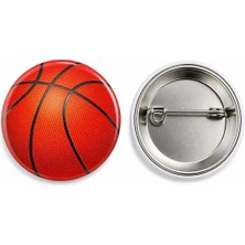 Basketbol Topu Metal Buton Rozet Broş-Çanta Rozeti-Yaka Iğnesi (44MM) 1 Adet