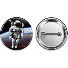 Astronot Metal Buton Rozet ( 44MM) 1 Adet