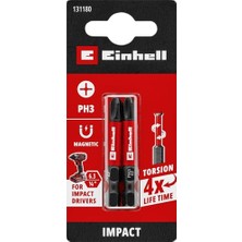 Cekar Store Orijinal Einhell Darbeli Bit Seti, 2 Parça, 50 Mm, Ph3 (S2 Çelik, Torsiyon Bölgesi, Verimli Güç Aktarımı, Kırmızı Renk Halkası, E 6.3 Sap) - 49131180