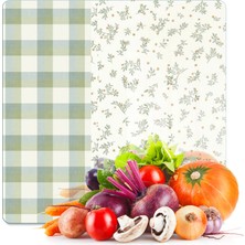 Decovetro Cam Kesme Tahtası ve Sunumluk Kare Minimal Flower & Buffalo Desenli 30 x 30 cm
