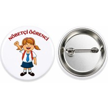 Nöbetçi Kız Öğrenci Metal Buton Rozet Broş-Çanta Rozeti-Yaka Iğnesi (44MM) 1 Adet