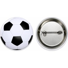 Siyah Beyaz Futbol Topu Metal Buton Rozet ( 44MM) 1 Adet
