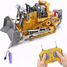 Cekar Store Oyuncak 2.4ghz Uzaktan Kumandalı Işıklı Metal Alaşım Hareketli Kepçeli Paletli Buldozer Iş Makinesi